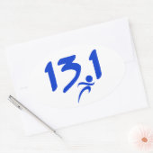 Blauw 13.1 halve marathon ovale sticker (Envelop)