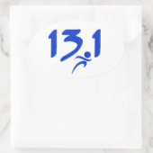 Blauw 13.1 halve marathon ovale sticker (Tas)
