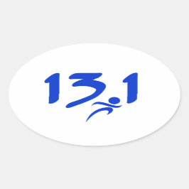 Blauw 13.1 halve marathon ovale sticker