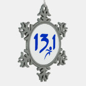 Blauw 13.1 halve marathon tin sneeuwvlok ornament (Links)