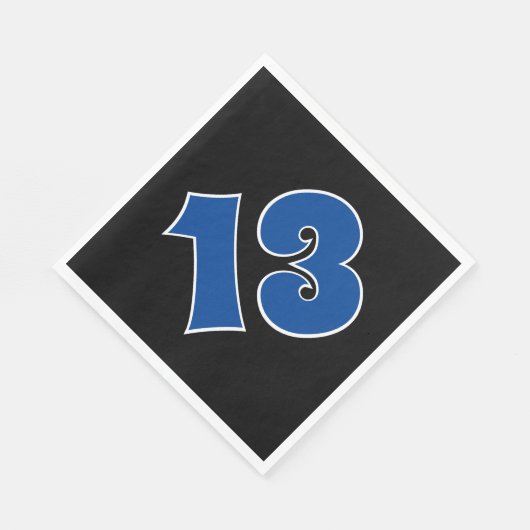 Blauw "13" met witte buitenbeurs # luiers servet (Hoek)