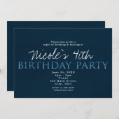 Blauw 13e 13 verjaardagsfeest uitnodiging (Voorkant / Achterkant)