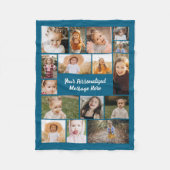 Blauw 16 Fotocollage Modern gepersonaliseerd op ma Fleece Deken (Voorkant)