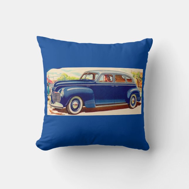 Blauw 1941 Plymouth Kussen (Voorkant)