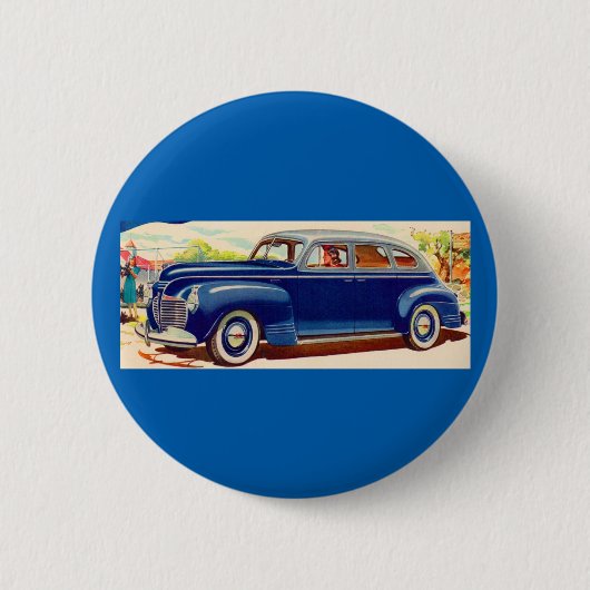 Blauw 1941 Plymouth Ronde Button 5,7 Cm (Voorkant)