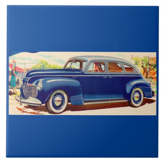 Blauw 1941 Plymouth Tegeltje (Voorkant)