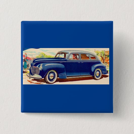 Blauw 1941 Plymouth Vierkante Button 5,1 Cm (Voorkant)