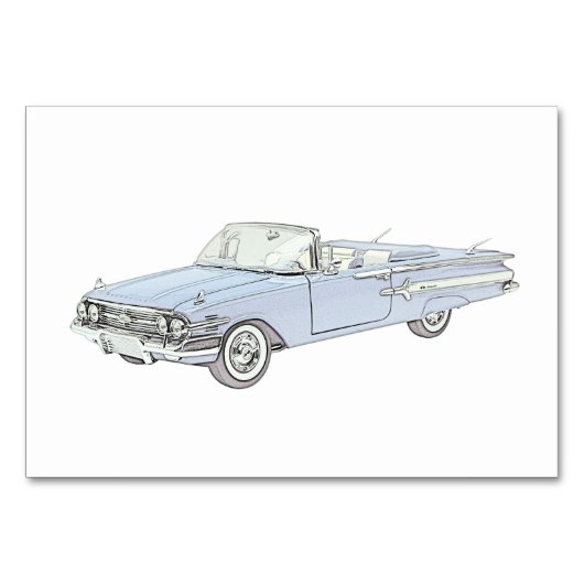 Blauw 1960 Chevy Impala Convertible Illustratie Kaart (Voorkant)