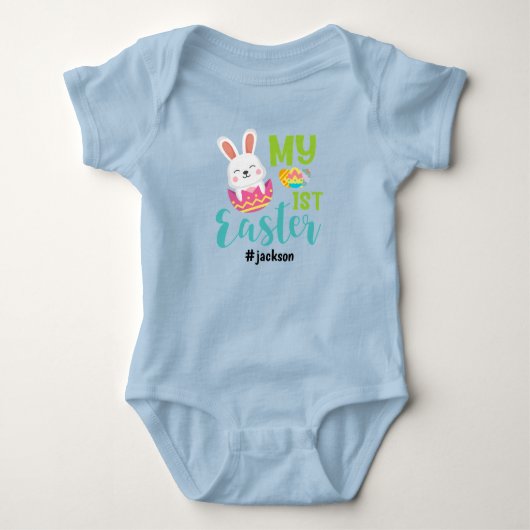 Blauw 1e Pasen Jongen Romper (Voorkant)