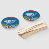 Blauw 1e Verjaardag Oerwoud Safari thema Handwaaier (Niet-gemonteerd)