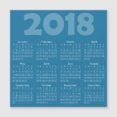 Blauw 2018 Kalender Vierkant Magnetische Kaart (Voorkant)