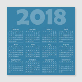 Blauw 2018 Kalender Vierkant Magnetische Kaart