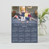 Blauw 2019 Kalender 2 Aangepaste Foto's Gelukkig N Feestdagenkaart (Staand voorkant)