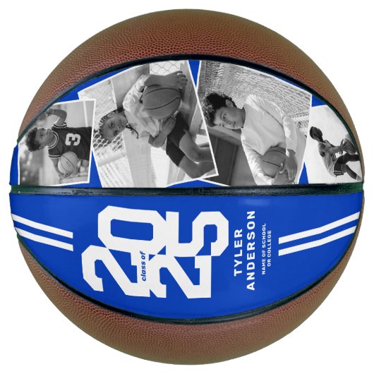 Blauw 2025 Afstuderen Senior 4 Foto Basketbal (Voorkant)