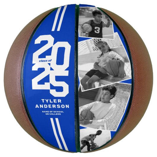 Blauw 2025 Afstuderen Senior 4 Foto Basketbal (Verticaal)