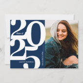 Blauw 2025 Foto Afstuderen Uitnodiging (Voorkant)