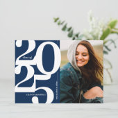 Blauw 2025 Foto Afstuderen Uitnodiging (Staand voorkant)