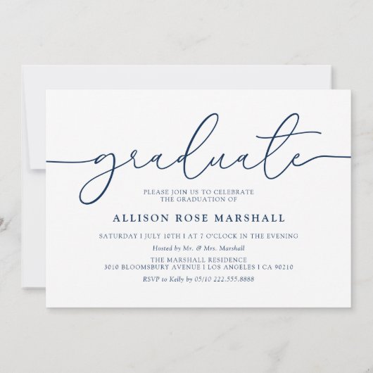 Blauw 2025 Foto Afstuderen Uitnodiging (Achterkant)