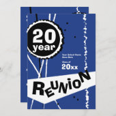  blauw 20 jaar Uitnodiging van de Klasse Reunion (Voorkant / Achterkant)