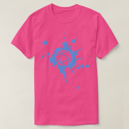 Blauw 20 Zijde Dice Paint Splatter Spuitlaktafel T-shirt (Design voorkant)