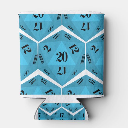 Blauw-20-zijdig-dobbelpatroon Blikjeskoeler (Achterkant)