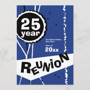  blauw 25 jaar Uitnodiging voor reünie