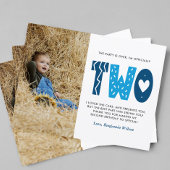 Blauw 2e verjaardag Hartelijk dank Briefkaart