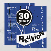  blauw 30 jaar klassenreüniefening kaart (Voorkant / Achterkant)