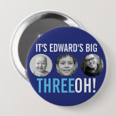 Blauw 30e Drie OH! drie fotoverjaardag Ronde Button 4,0 Cm (Voorkant /achterkant)