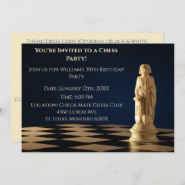 Blauw 30ste verjaardagsfeest schaak loper kaart