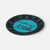 Blauw 35e verjaardagsfeest gepersonaliseerde papie papieren bordje (Gekanteld)