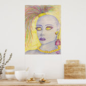 Blauw 3 halftoon2 poster (Keuken)