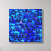 Blauw 3D-blokjes abstract geometrisch patroon Canvas Afdruk (Voorkant)