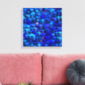 Blauw 3D-blokjes abstract geometrisch patroon Canvas Afdruk (Insitu (Woonkamer))
