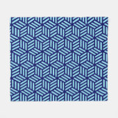 Blauw 3D doos geometrisch nautisch ordelijk patroo Fleece Deken (Voorkant (Horizontaal))