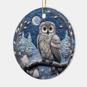 Blauw 3D Kerst Schattige Uil Dier Keramisch Ornament (Links)