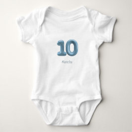 Blauw 3D nummer 10 - 10 maanden baby romper