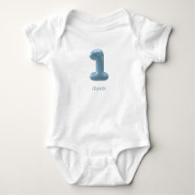 Blauw 3D-nummer 1 - Baby romper 1 maand