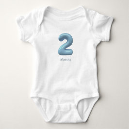 Blauw 3D-nummer 2 - 2 maanden baby romper