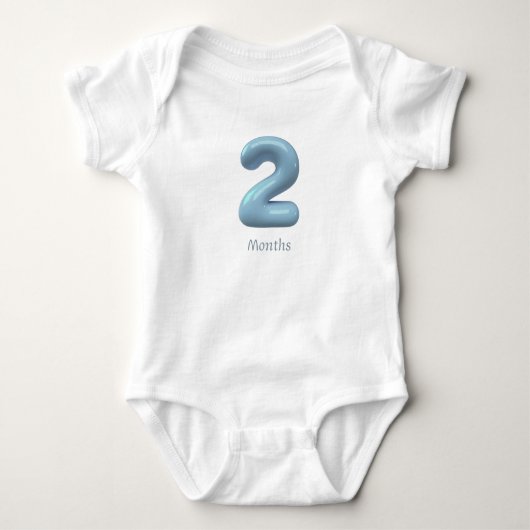 Blauw 3D-nummer 2 - 2 maanden baby romper (Voorkant)
