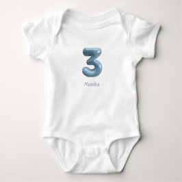 Blauw 3D nummer 3 - 3 maanden baby romper