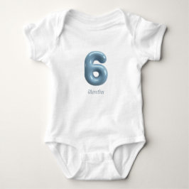 Blauw 3D-nummer 6 - 6 maanden baby romper