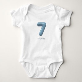 Blauw 3D Nummer 7 - 7 Maanden Baby Rompertje