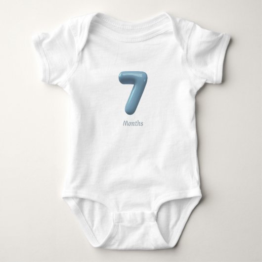 Blauw 3D Nummer 7 - 7 Maanden Baby Rompertje (Voorkant)