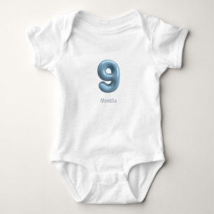 Blauw 3D nummer 9 - 9 maanden baby romper