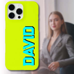 Blauw 3D Zwart Modern Naam Grappige Neon Chartre iPhone 16 Pro Max Hoesje