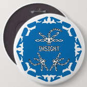 Blauw, 3e Oog Chakra "Inzicht" Libel Witte Achterg Ronde Button 6,0 Cm (Voorkant /achterkant)