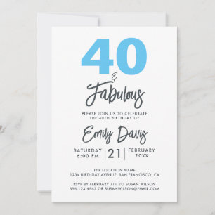 Blauw 40 en Fabulous   40ste verpartij Kaart