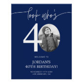 Blauw 40e verjaardag welkomstbord | Kijk eens wie Perfect Poster (Voorkant)