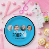 Blauw 40e Vier OH! foto veertigste verjaardagsfees Papieren Bordje (Feest)